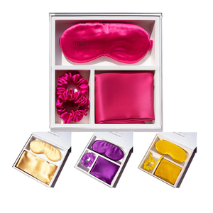 Zipper/envelope Mouth Silk Pillowcase with Eye Mask And Hair Loop Silk Pillowcase Set