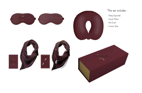 Eye Mask-neck Pillow-silk Scarf Set Case